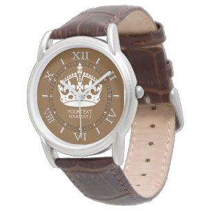 Personalisiert Behalten Calm Crown auf Schokoladen Armbanduhr