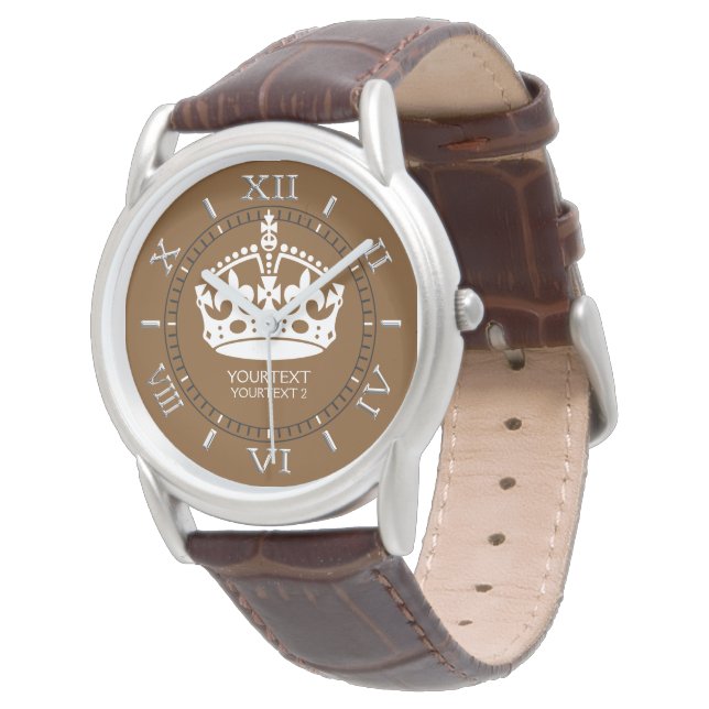 Personalisiert Behalten Calm Crown auf Schokoladen Armbanduhr (Schrägansicht)
