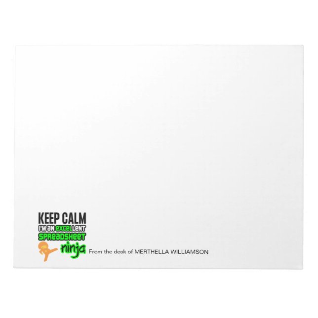 Personalisiert Behalten Calm EXCELlent SPREADSHEET Notizblock (Vorderseite)