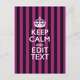 Personalisiert BEHALTEN CALM Ihren Text Fuchsia St Postkarte