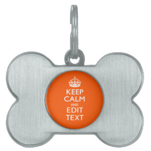 Personalisiert BEHALTEN CALM Ihren Text Orange Acc Tiermarke