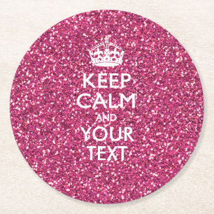 Personalisiert BEHALTEN CALM und die rosa Textdeko Runder Pappuntersetzer