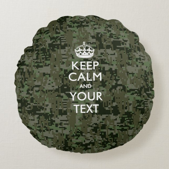 Personalisiert BEHALTEN CALM und digitale Camoufla Rundes Kissen (Vorderseite)