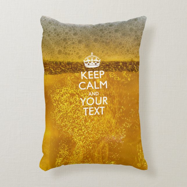 Personalisiert BEHALTEN CALM und Ihr Text auf Bier Zierkissen (Vorderseite(Vertikal))