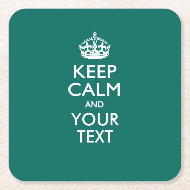 Personalisiert BEHALTEN CALM UND Ihr Text für Aqua Rechteckiger Pappuntersetzer (Vorderseite)