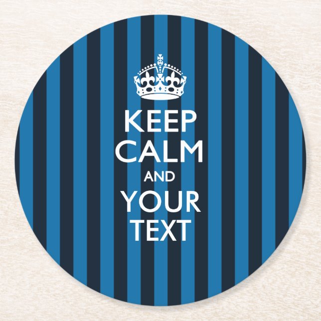 Personalisiert BEHALTEN CALM UND Ihr Text für Sky  Runder Pappuntersetzer (Vorderseite)