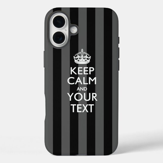 Personalisiert BEHALTEN CALM UND Ihr Text iPhone 16 Plus Hülle (Rückseite)