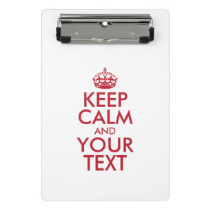 Personalisiert BEHALTEN CALM und IHRER TEXT Mini Klemmbrett