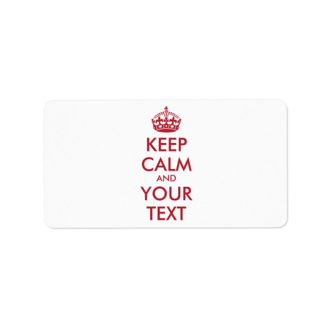 Personalisiert BEHALTEN CALM und IHRER TEXT - rot Adressaufkleber (Vorne)