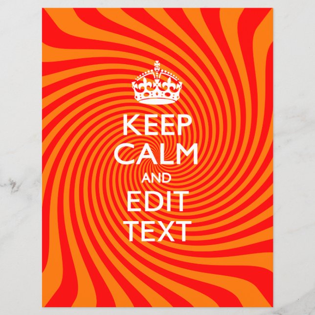 Personalisiert BEHALTEN CALM und Text Orange Swirl Flyer (Vorne)