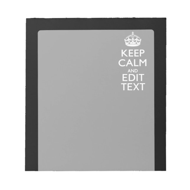 Personalisiert BEHALTEN KALM Ihren Text auf schwar Notizblock (Vorderseite)