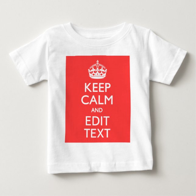 Personalisiert BEHALTEN KALM Ihren Text in Koralle Baby T-shirt (Vorderseite)