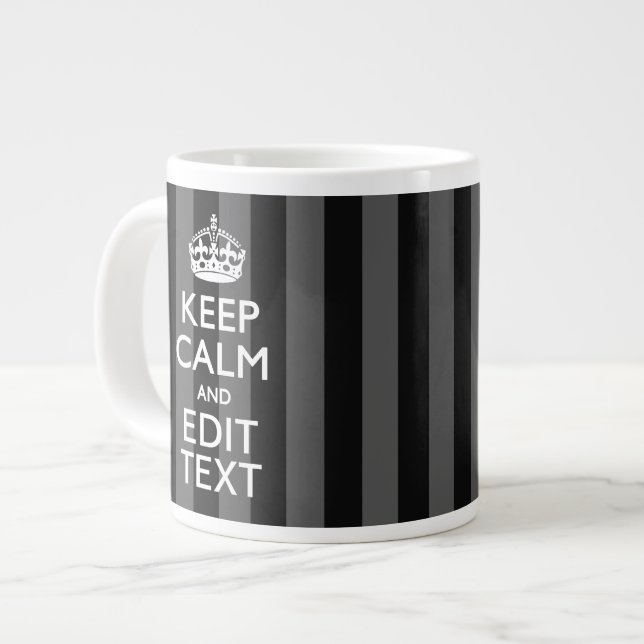 Personalisiert BEHALTEN KALM Ihres Textes auf schw Jumbo-Tasse (Vorderseite Links)