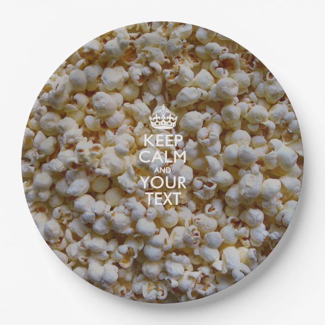 Personalisiert Behalten Ruhe und Text-Popcorn Pappteller (Vorderseite)