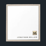 Personalisiert Beige-Linen-Monogramm Notizblock<br><div class="desc">Mit diesem personalisierten Notizblock mit einem Monogramm aus gebürstetem metallischem Gold und Ihrem Namen in klassischer Blocktypografie stärken Sie Ihre Briefmarkensammlung. Das Design ist gerahmt in einem raffinierten beigefarbenen Leinenprint, der das perfekte Accessoire für jeden Arbeitsbereich darstellt. Dieses Notizblock enthält qualitativ hochwertiges Papier, das sich perfekt eignet, um Notizen zu...</div>