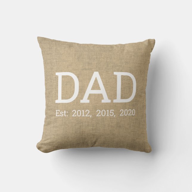 Personalisiert Beige Linen Vatertag Kissen (Vorderseite)