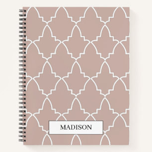 Personalisiert Beige marokkanische Gittermuster Notizbuch