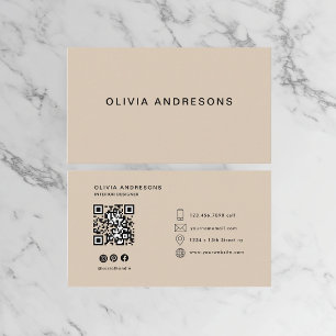 : Personalisiert Beige Monogram Visitenkarte