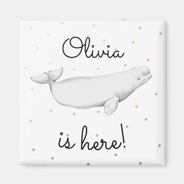 Personalisiert Beluga Whale Neue Babydusche Magnet (Vorne)