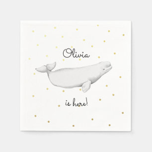 Personalisiert Beluga Whale Neue Babydusche Serviette