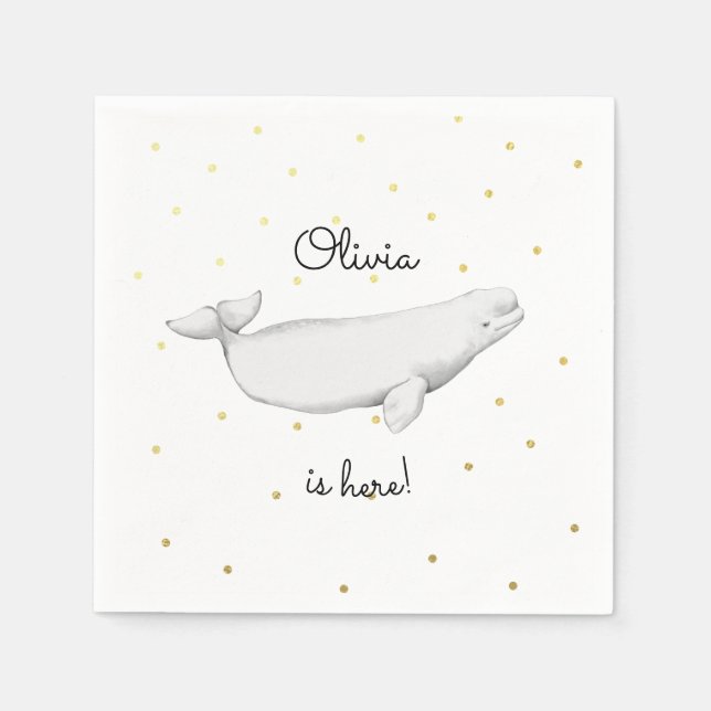 Personalisiert Beluga Whale Neue Babydusche Serviette (Vorderseite)