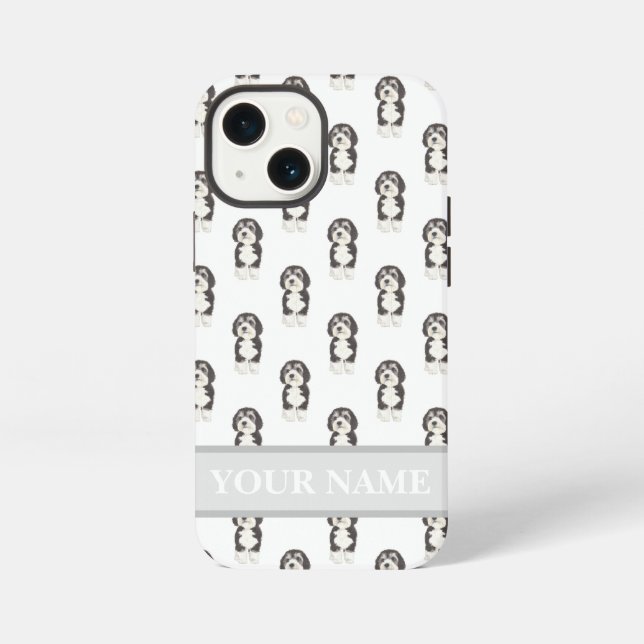 Personalisiert Bernedoodle Sheepadoodle iPhone 13 Mini Hülle (Rückseite)