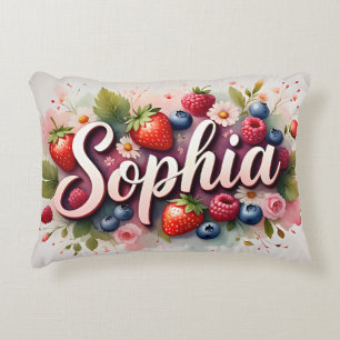 Personalisiert Berry Floral Name Pillow - "Sophia" Dekokissen