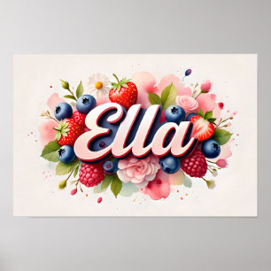 Personalisiert Berry Floral Name Poster "Ella"