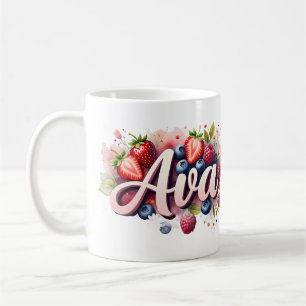 Personalisiert Berry Floral Name Tasse - Ava