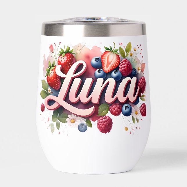 Personalisiert Berry Floral Tumbler - "Luna" (Vorderseite)