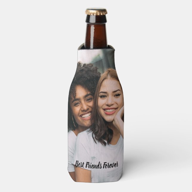 Personalisiert Best Friend Forever Foto Flaschenkühler (Flaschenvorderseite)