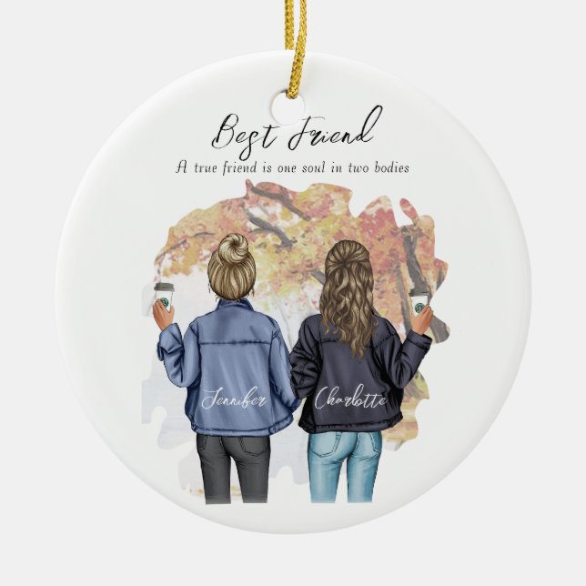 Personalisiert Best Friend Portrait - Herbstplatz Keramik Ornament (Vorne)