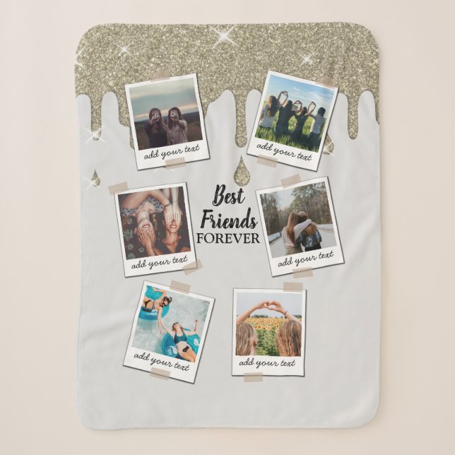 Personalisiert Best Friends 6 Foto Custom Collage Sherpadecke (Vorderseite)