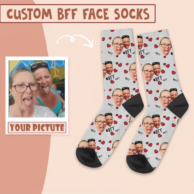 Personalisiert Best Friends Foto - Gesicht auf Gra Socken (Von Creator hochgeladen)