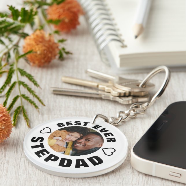 Personalisiert Best je Stepdad | Foto Schlüsselanh Schlüsselanhänger (Vorderseite rechts)