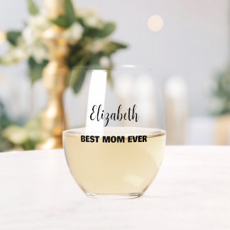 Personalisiert "Best Mama Ever" Weinglas Ohne Stiel