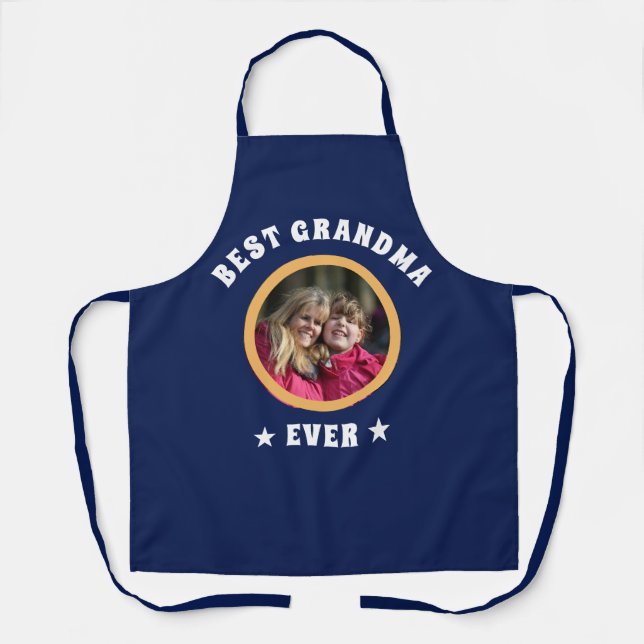 Personalisiert Best Oma je Custom Family Foto Schürze (Vorderseite)