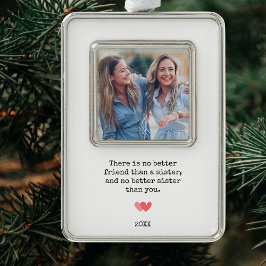 Personalisiert Best Sister Foto Christmas Rahmen-Ornament Silber