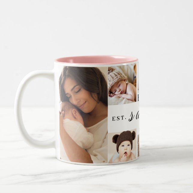 Personalisiert Beste Abuelito je 8 FotoCollage Zweifarbige Tasse (Links)