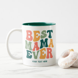 Personalisiert Beste Mama-je farbenfroh Groovy Zweifarbige Tasse