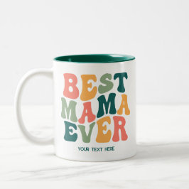 Personalisiert Beste Mama-je farbenfroh Groovy Zweifarbige Tasse