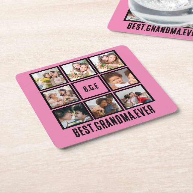 Personalisiert Beste Oma je 8 FotoCollage Rechteckiger Pappuntersetzer (angewinkelt)