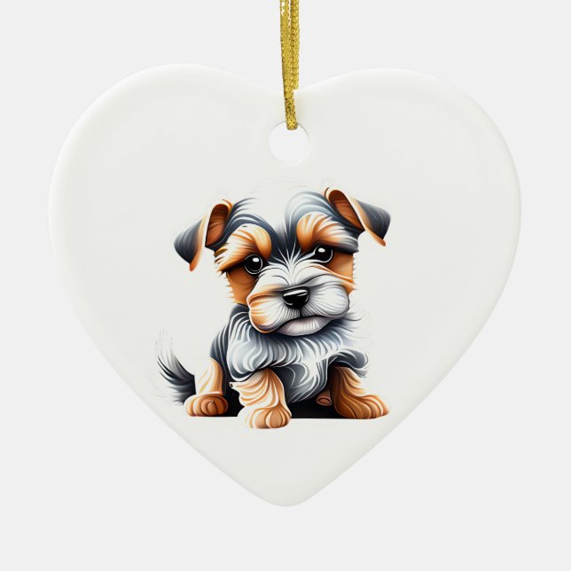 Personalisiert Biewer Terrier Puppy Keramik Ornament (Vorne)