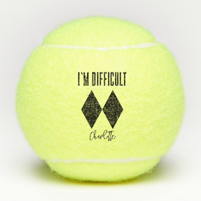 Personalisiert bin ich schwer doppelt schwarze Dia Tennisbälle (Vorderseite)