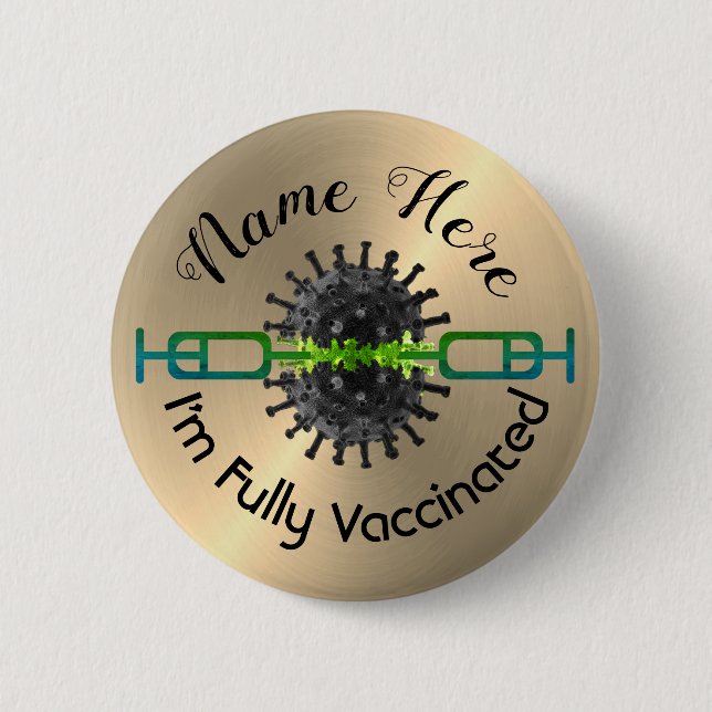 Personalisiert bin ich voll geimpft Button Button  (Vorderseite)