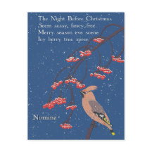 Personalisiert Bird Christmas Eve Gedicht Illustra