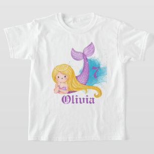 Personalisiert Birthday Girl Mermaid T-Shirt