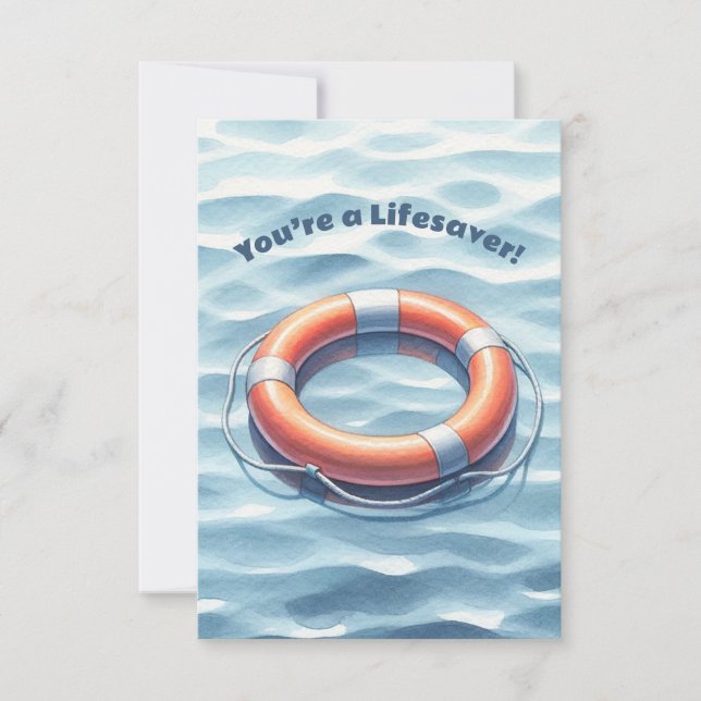 Personalisiert bist du ein Lifesaver Gratitude Pun Dankeskarte (Vorderseite)