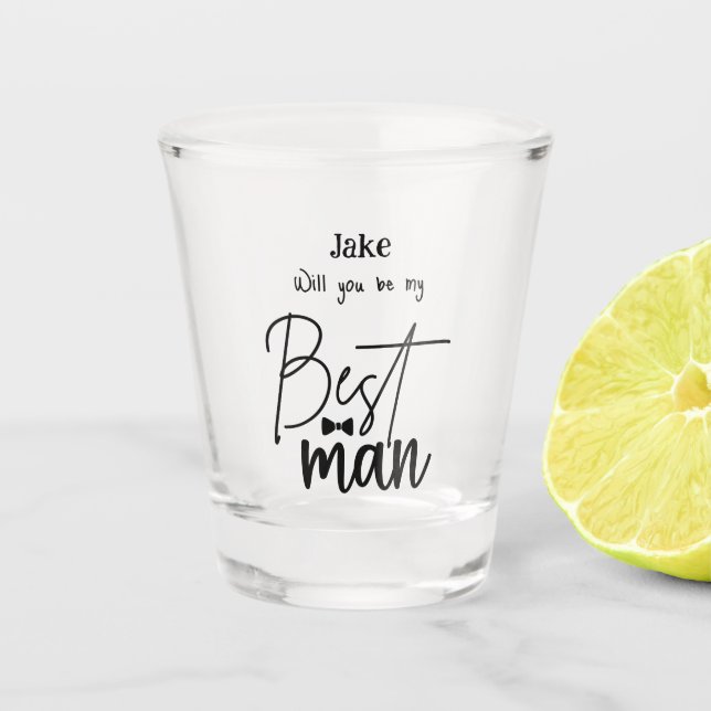 Personalisiert bist du mein Trauzeuge Schnapsglas (Vorderseite)