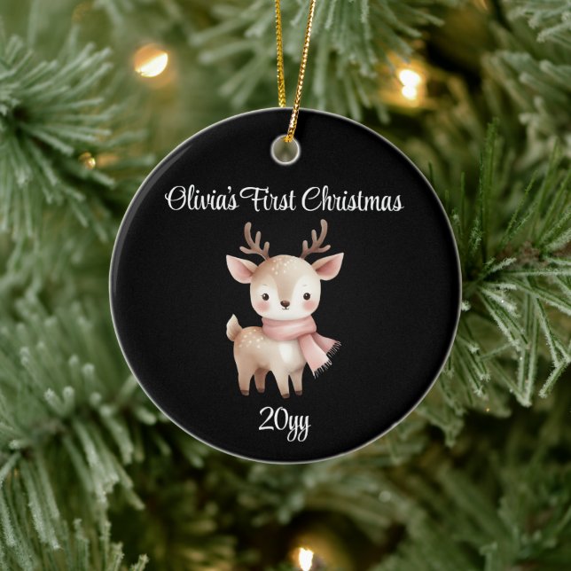 Personalisiert Black 1st Baby Girl Erstes Weihnach Keramik Ornament (Baum)